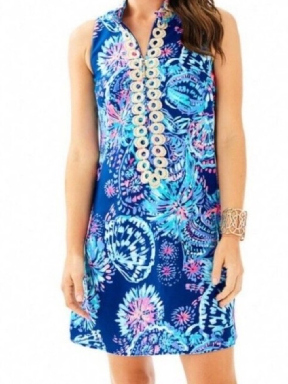Lilly Pulitzer Jane Shift Dress Indigo Gypsea Girl Blue Sleeveless